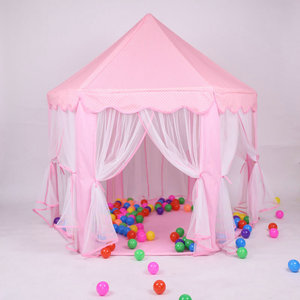 Carpa de juego hexagonal rosa con cortinas transparentes para niñas, casa de juegos interior, juguete AE - Product Image 1