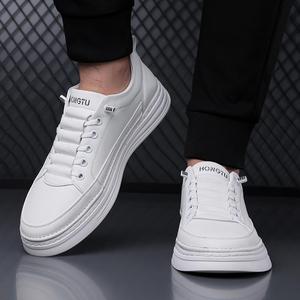Baskets décontractées blanches pour hommes, à bout rond, à lacets, en matière synthétique respirante, chaussures de printemps - Product Image 4
