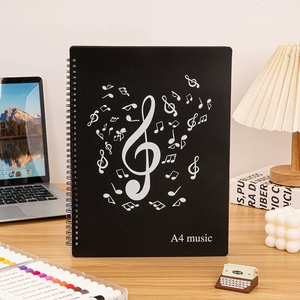 Wholesale Black White 2‑color <b>A4</b> Coil‑Bound Music <b>Folder</b> Custom Treble Printed Sheet Music Organizer For Music School Supplies - Product Image 5