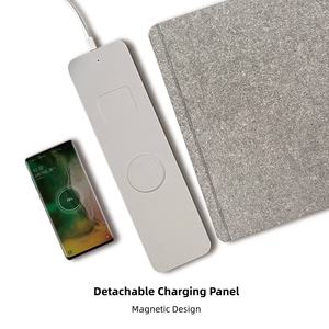 แผ่นรองเมาส์คีย์บอร์ดขนาดใหญ่แบบกันน้ำ แผ่นรองชาร์จไร้สายสองชั้น ทำจากหนัง PU และผ้าสักหลาดกันลื่น แผงแม่เหล็กถอดออกได้ - Product Image 3