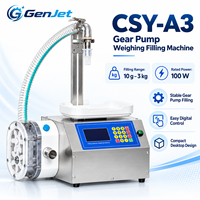 Machine de remplissage de liquides par pesage à pompe à engrenages GenJet CSY-A3, de 10g à 3kg, erreur ≤2g, débit jusqu'à 3,5L/min pour miel, sirop, détergent