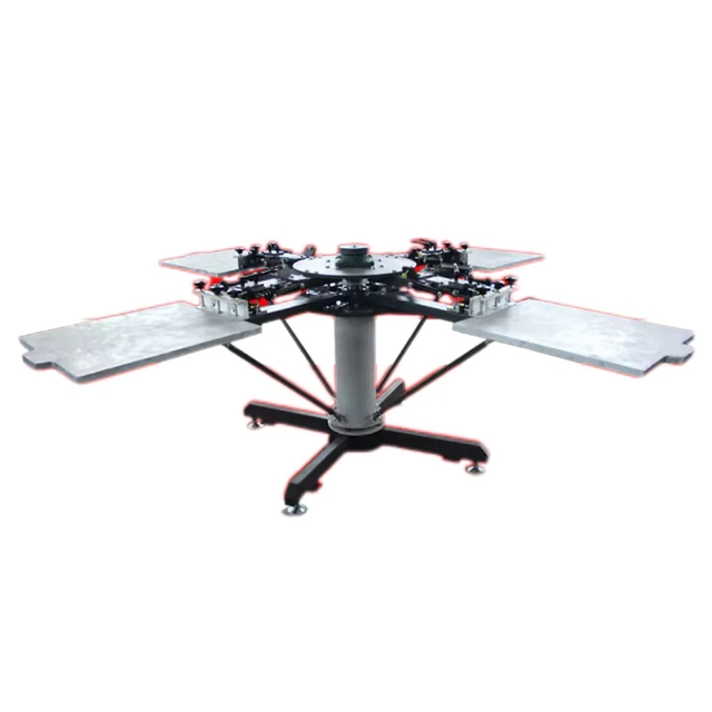 4 Color 4 Station Manual Rotary Screen Printing Machine $ Startup T-shirt Garment Printer