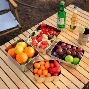 Caja refrigeradora aislada de acero inoxidable, contenedor rectangular para almacenamiento de frutas, portátil para viajes de picnic, 1-2 personas - Product Image 1