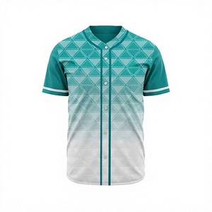 Mens Baseball Jersey Short Sleeve Geometric Print Moisture Wicking Polyester All Seasons Regular Fit Button Closure - Product Image 1