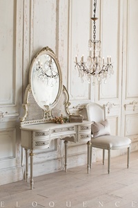 Meuble de Rangement Classique <span class=keywords><strong>Rustique</strong></span> Style Campagne Française en Chêne Massif Blanc avec <span class=keywords><strong>Coiffeuse</strong></span> et Miroir sur Pied pour Chambre à Coucher – Offre Spéciale - Product Image 6