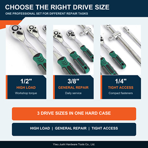 Set di Utensili Manuali Neri <span class=keywords><strong>da</strong></span> 216 Pezzi in Acciaio al Cromo Vanadio, Chiavi a Bussola e Combinazione, Kit Professionale per Meccanici con Valigetta Rigida - Product Image 4