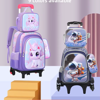 Sac à dos à roulettes tendance pour écolier, aspect cuir, nylon imperméable, grande capacité, ensemble de sacs d'école