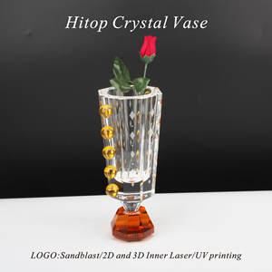 Vase à fleurs de table en cristal K9 moderne de luxe nordique, artisanat en cristal taillé à la main pour les occasions de mariage - Product Image 4