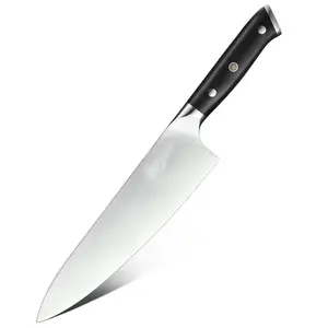 سكاكين بمقبض من خشب الأبنوس الطبيعي مقاس 8 بوصات مصنوعة من الصلب الكربوني الألماني عالي الجودة تُصمم حسب الطلب