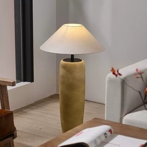 Nhật Bản Lớn Gốm Cơ Sở Sàn Lớn Đèn Trang Trí Nội Thất Retro Gốm Đèn Sàn Vải Chụp Đèn Sơn - Product Image 2