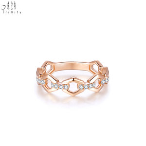 Nuevas llegadas, joyería romántica popular al por mayor, anillo apilable con cadena, anillo de oro macizo de 18 quilates con diamante natural para regalo de mujer - Product Image 1