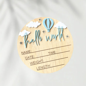 Ornement mural en <span class=keywords><strong>bois</strong></span> personnalisable pour chambre de bébé : Statistiques de naissance, nom, date, poids et longueur – Décoration artisanale pour chambre d'enfant - Product Image 5