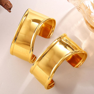 Geometric Stainless Steel <b>Bracelet</b> Gold <b>Silver</b> Open <b>Cuff</b> Women's Fashion Jewelry - Product Image 2