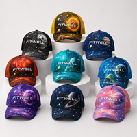 Gorra Trucker con Estampado Galáctico Personalizado OEM ODM, Gorra de Béisbol de Malla de Cinco Paneles para Marcas de Streetwear y Diseñadores