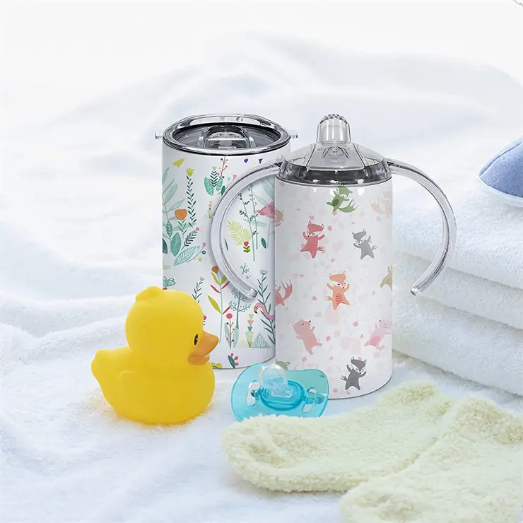 Lot de 2 tasses à Sublimation 12oz, tasse à Sublimation isolée en acier inoxydable 304 avec impression à deux tranches