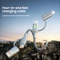 Cable de Carga Rápida PD 4 en 1, Tipo-C, Nylon Trenzado, USB C a C, 8 Pines, 3A, Cable de Datos Multifuncional para Todos los Teléfonos Inteligentes