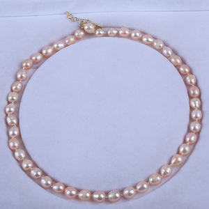 Collar de perlas de agua dulce reales de 8-9mm para mujer, joyería de perlas de agua dulce de arroz - Product Image 4