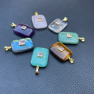 Dijes de Cuarzo Cristal Natural Chapados en Oro para Hacer Joyería DIY con Colgantes de Piedras Mixtas para Regalo - Product Image 2