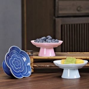 Assiette à fruits en porcelaine en forme de fleur, sur pied haut, pour servir des collations et du thé, idéale pour les fêtes et la maison - Product Image 4
