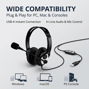 ชุดหูฟังสำหรับเล่นเกมแบบครอบหูพร้อมไมโครโฟน USB-A เสียงสเตอริโอแบบมีสายสำหรับพีซี แมค พีเอส คอนโซล ปลั๊กแอนด์เพลย์ - Product Image 6