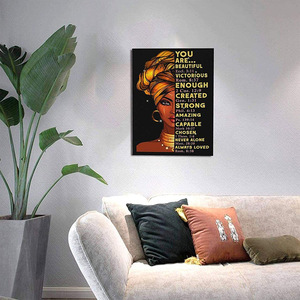 <span class=keywords><strong>Peinture</strong></span> sur toile inspirante <span class=keywords><strong>abstraite</strong></span> de femme africaine noire, vous êtes belle, affiches colorées pour la décoration de la maison - Product Image 1
