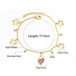 New Stainless Steel 18k Chain <b>Bracelet</b> <b>for</b> Little <b>Girl</b> with Small Zircon and Conch OEM/ODM Design - Product Image 2