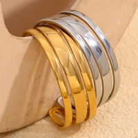 Pulsera Simple Joker N&S para Mujer, Chapada en Oro de 18K, Acero Inoxidable, Pulsera Doble con Estilo de Nicho de Temperamento Moderno