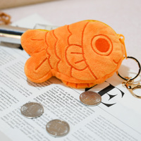 Porte-monnaie en peluche personnalisé, motif poisson Taiyaki mignon, fabrication OEM, mini pochette de rangement, sac messager, porte-clés, porte-monnaie pour usage quotidien