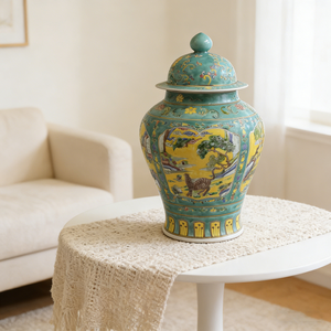 Jarrón Oriental Verde Qing Kangxi con Figura de General Songhe, Colección de Tesoros, Porcelana Antigua, Antigüedades - Product Image 2