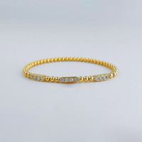 Bracelet élastique à trois segments serti de diamants de laboratoire en or jaune 18 carats, bijoux de mode pour femmes, vente en gros