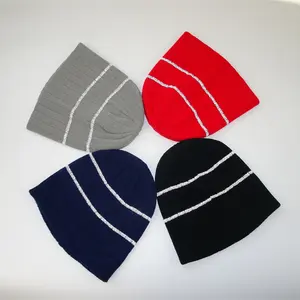 Reflective Rib Knit Winter Hat