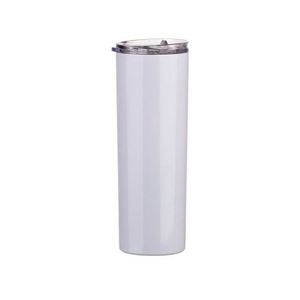 Gobelet isotherme droit de 20 oz en acier inoxydable à double paroi, vierge pour sublimation, avec couvercle et paille, pour le camping - Product Image 3