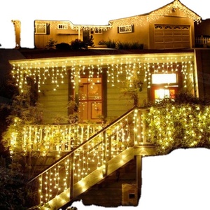 Cortina de luces led para exteriores, cable de goma blanca para decoración navideña, 220v, 2X1.5M, 300led - Product Image 1