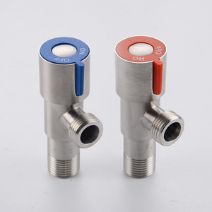 Austenite Angle Valve 304 Stainless Steel Red Blue Hot Cold Water Inlet Outlet Male Thread Three Way Toilet Valve - Product Image 1