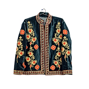 Chaqueta Corta de Invierno para Adolescentes y Mujeres, con Capucha, de Terciopelo Bordado a Mano, Estilo Vintage y Ecológico |   Abrigo Casual de Diseñador con Cuello Mandarín - Product Image 4