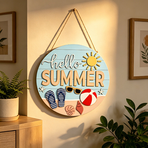 Panneau en bois Aloha Summer 3D sur le thème de la plage hawaïenne, plaque suspendue pour la porte d'entrée, décoration de la maison - Product Image 4