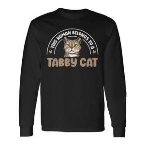 Questa maglietta a maniche lunghe con stampa di un gatto tabby per gli amanti dei gatti - Product Image 1