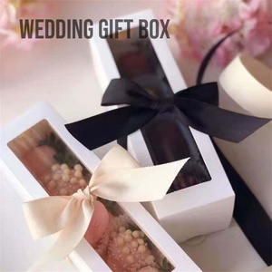 <b>candy</b> <b>box</b> Minimalist Wedding Gift Chocolate Packaging <b>Box</b> with Clear Window, Gold Foil Logo & Ribbon - Product Image 3