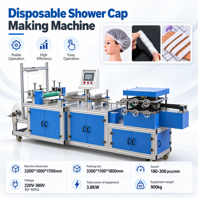 CE Certified High Speed Non-woven Disposable Bouffant Strip Cap Making Machine