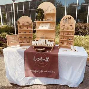 Rak Display kayu alami praktis kustom untuk kerajinan buatan tangan toko ritel area tampilan Vendor luar ruangan - Product Image 6