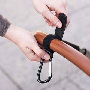 Stroller <b>Hooks</b> With Carabiner <b>Clips</b> Black Aluminum Alloy Double <b>Hook</b> For Baby Stroller Storage And Hanging Accessories - Product Image 3
