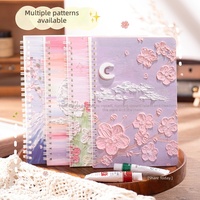 Carnet à spirale A5 magnétique ZSQ Ins, motif paysage peint à l'huile, pour étudiant, journal intime, papeterie mignonne et tendance, ligné épais, 60 pages, cadeau