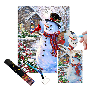 Broderie de Noël Bonhomme de Neige Point de Croix Strass Mosaïque Perles Travail d'Aiguille Peinture <span class=keywords><strong>Diamant</strong></span> Carré Complet Décoration Maison Art - Product Image 3