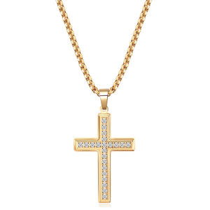 Hip Hop CZ Religious <b>Cross</b> Luxury Pvd 316 Stainless Steel Jewelry Pendant <b>Necklaces</b> Gold Plated 2024 <b>for</b> Women Woman <b>Men</b> - Product Image 4