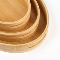 Plateau à café et thé en bois ovale, Logo personnalisé quantité minimale de commande en gros, décorations de Table, plateaux de service en bambou avec poignée