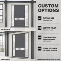 Porte d'entrée extérieure en aluminium de qualité supérieure, design moderne, étanche, taille et couleur personnalisées pour villa, maison, résidence haut de gamme