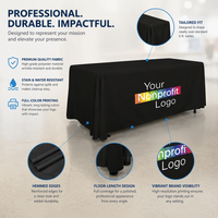 Housse de table extensible en spandex sur mesure de 6 pieds, avec logo d'entreprise personnalisé, chemin de table pour salons professionnels, événements publicitaires, imperméable et anti-UV