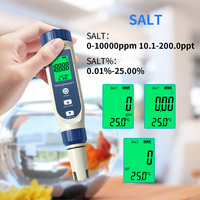 Testeur numérique PH /TDS/ EC/ Salt/ TEMP Thermomètre Stylo Pureté de l'Eau PPM Filtre Hydroponique pour Aquarium Piscine Moniteur d'Eau
