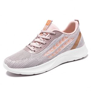 Scarpe da Tennis in tessuto volante Casual da donna scarpe da ginnastica traspiranti <span class=keywords><strong>con</strong></span> lacci e <span class=keywords><strong>zeppe</strong></span> da passeggio <span class=keywords><strong>con</strong></span> plateau per l'estate - Product Image 1