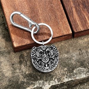 Porte-clés en métal Viking Double Aigle, alliage de zinc, style nordique, pendentif thématique, accessoire cadeau unisexe - Product Image 2